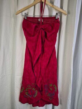 Young Fashion One Size Red Colorful Beach Cruise Travel Flowy Dress